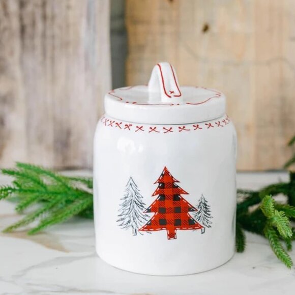 10 Strawberry Street Presents North Pole B&B Christmas Tree Ceramic Jar - Picture 1 of 10